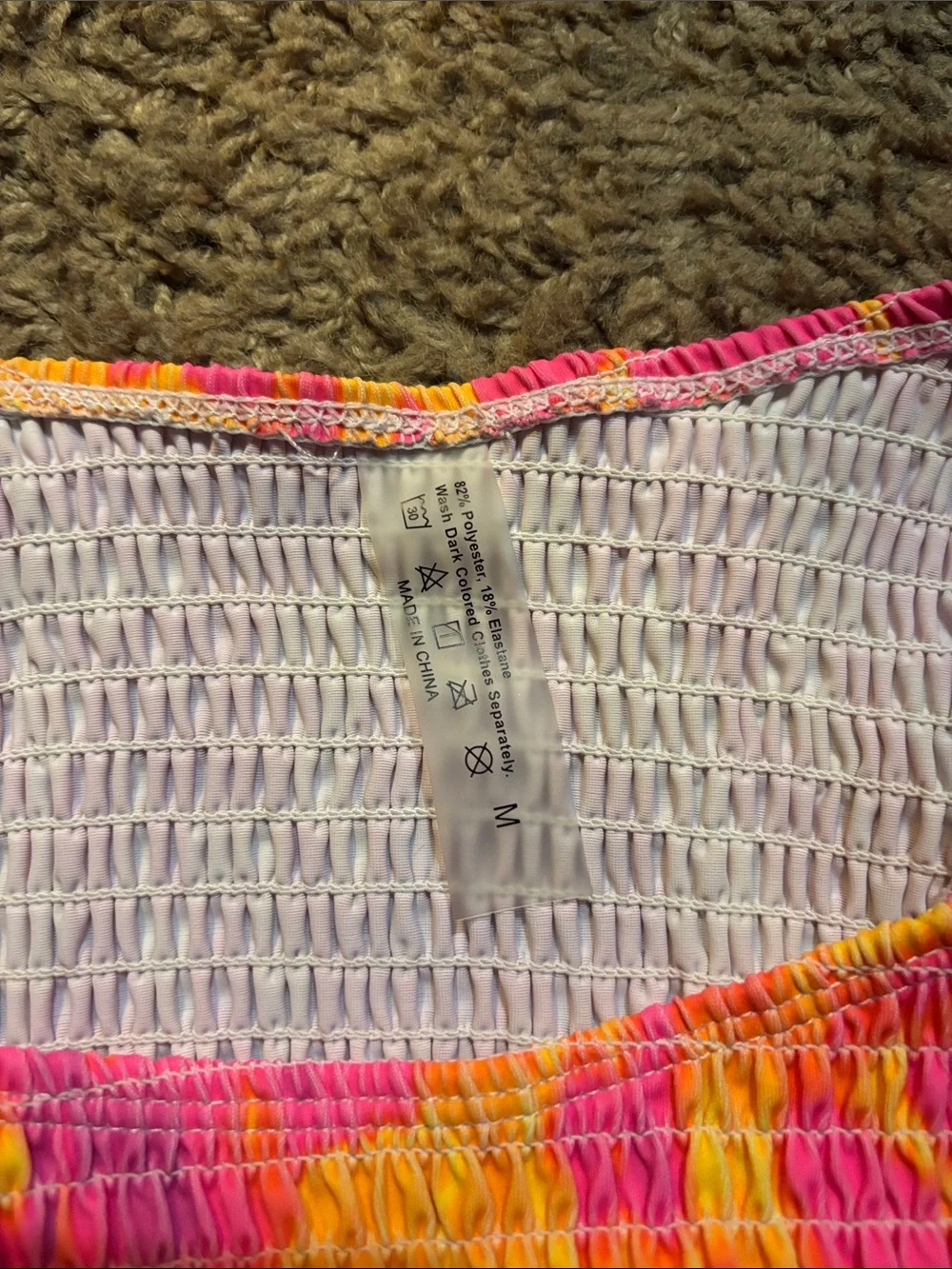 SHEIN Pink and Orange Smocked Two-Piece Bikini